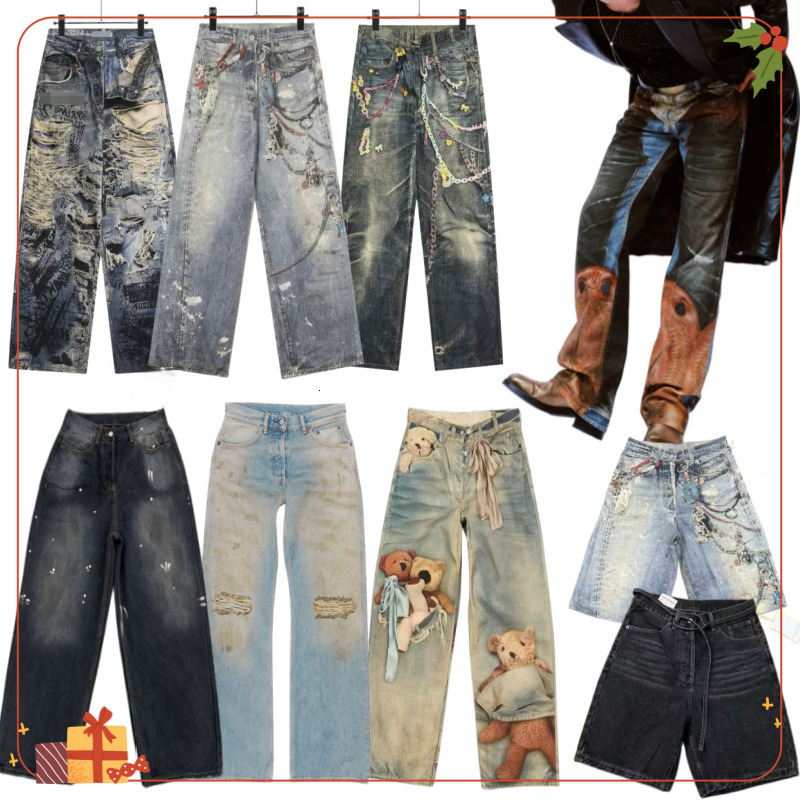 Acneestudiosjeans High-Quality Men And Women 3D Digital Printing Summer New Washed Camouflage Loose Stacked Wide-Legged Casual Versatile Jea 125-image-1107361401