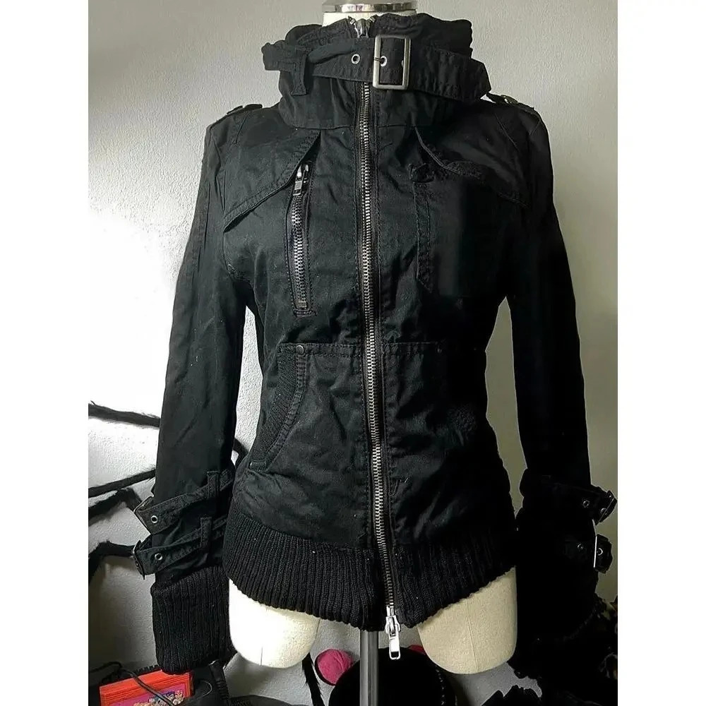 2026 Spring Retro Faux Fur Coats Women 2000s American Vintage Jackets Harajuku Gotihc Punk Clothing Jean Parkas Female Outwear 260520BJ