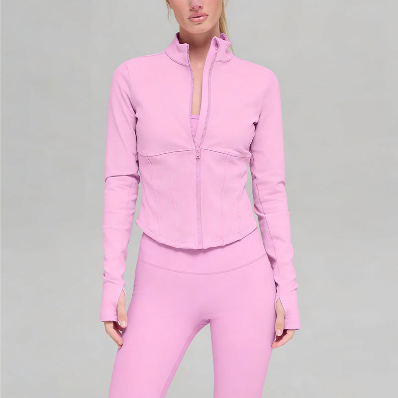 Nouveaux vêtements de yoga transfrontaliers à séchage rapide, pantalons de yoga de sport à manches longues, hauts slim, vêtements à fermeture écl