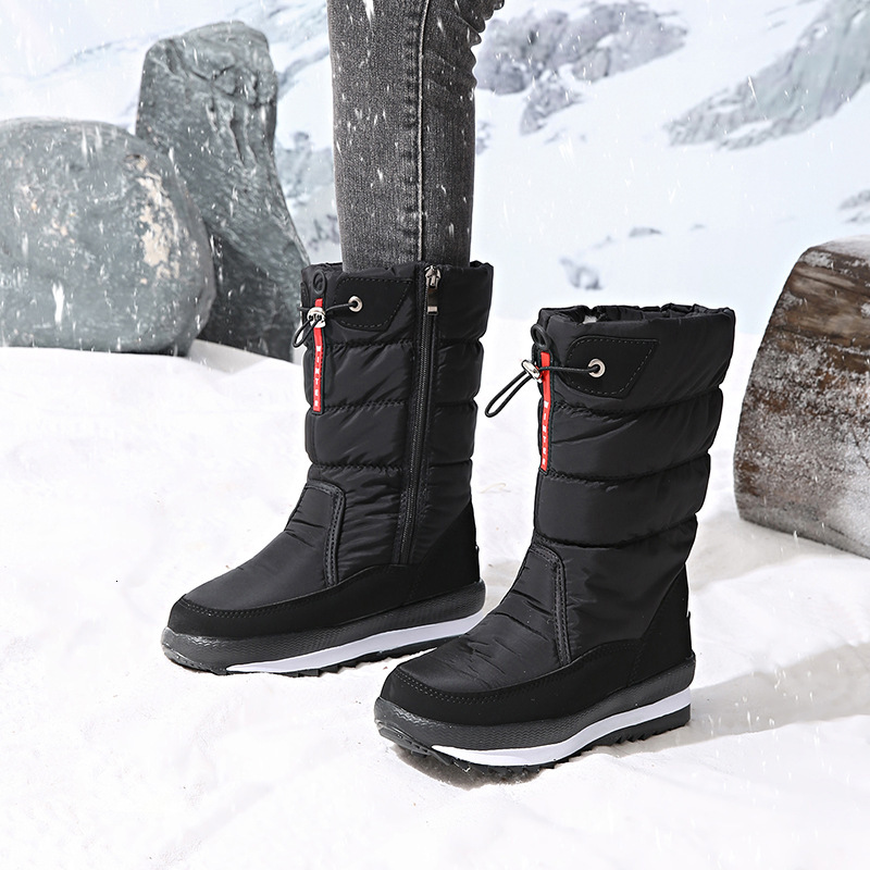 Unisex Puffy Winter Snow Boots Side Zipper Warm Lining For Cold Weather