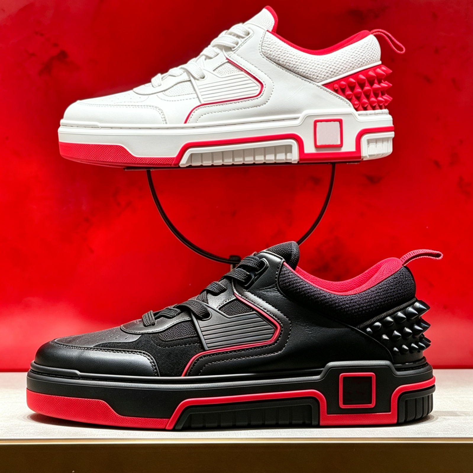 Designer Astroloubi Casual Shoes Red Bottom Rivet Training Shoes Men and Women Street Low Top Board Shoes Breathable Leather Daily Outdoor Walking S