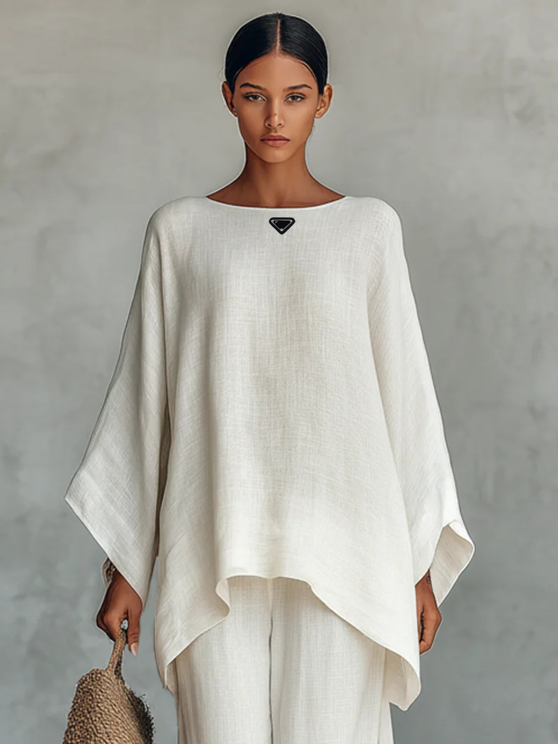 Brand Luxury Designer Women's Two Piece Sets 2026 European and American New Ladies Elegant Simple Loose Solid Color Shirt + Wide-leg Pants S-image-1107340589