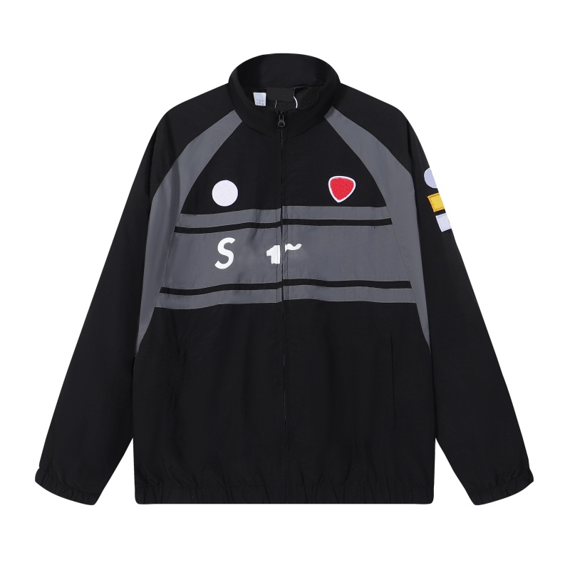 Autumn mens jacket designer men top jacket fashion stand collar splicing man casual windproof jackets outdoor sports loose plus size mens coat versa