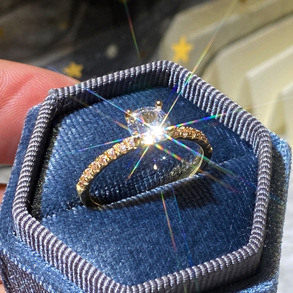Designer Luxury 4-Prong Round CZ Solitaire Ring, Engagement Promise Ring for Women-image-1107343117
