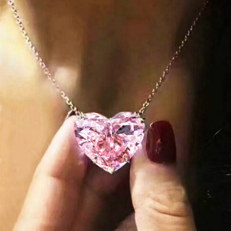 Designer Luxury Heart CZ Pendant Necklace, Multi-Color Plated, Elegant Style, For Daily, Office, Party & Wedding Wear Women-image-1107334178