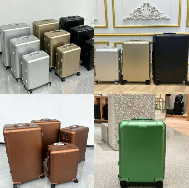 Designer Suitcase Aluminum Luxury Luggage Set Designer Metal Boarding Fashion Universal Wheel Large Capacity Trolley Case Cabin Box High Quality