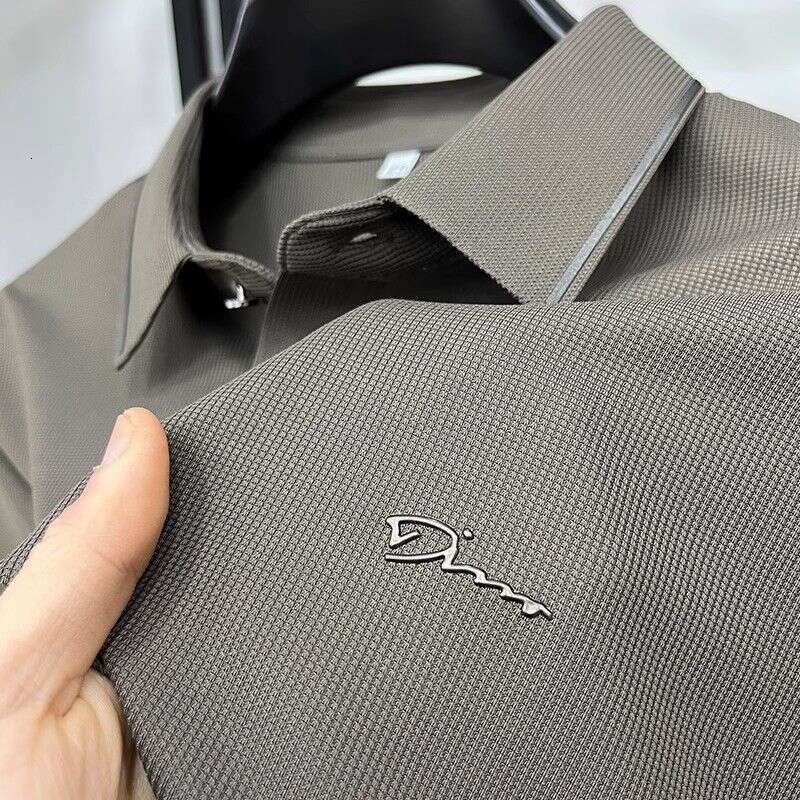 2026 High-Quality Non-Iron Printed Men's Polo Shirt Short Sleeve Top Casual Business Middle-Aged Youth Dad's Clothing Export Cross-Border
