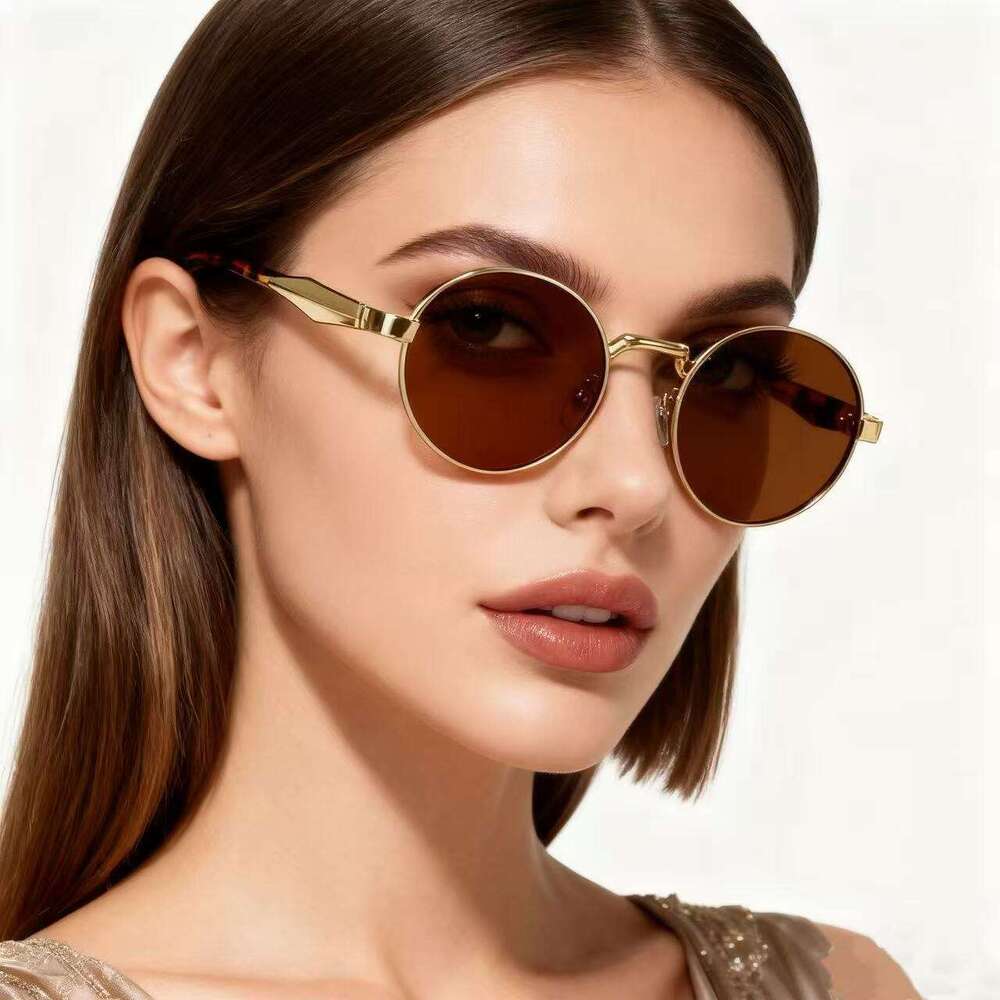 New Oval Women, High-End Metal Small Frame Sunglasses For Men, European And American Fashion Street Style Eyewear Laotie Laotie