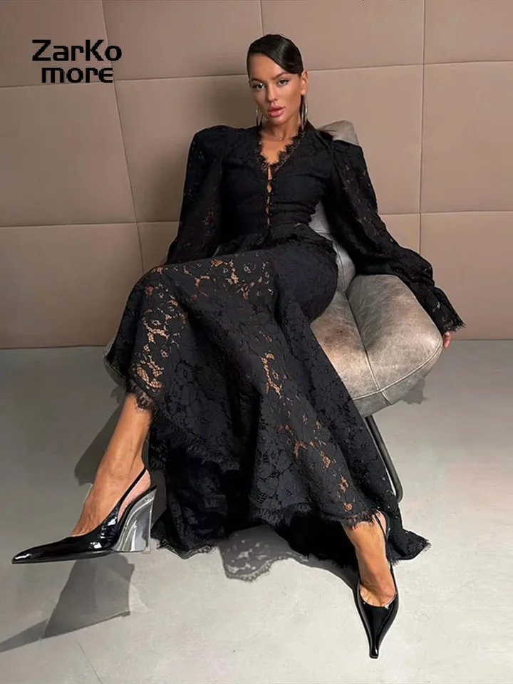 Womens Lace Shirt Skirt 2-Piece Set Long Puff Sleeve V-Neck Crop Top Mermaid Maxi Skirts Elegant Party Evening Outfit 2026 260520BJ
