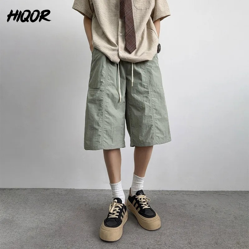 Summer Thin Ice Silk Stretch Mens Short Pants Casual Elastic Waist Smooth Trousers Male Breathable Loose Beach Sweatpants 260515BANJIA