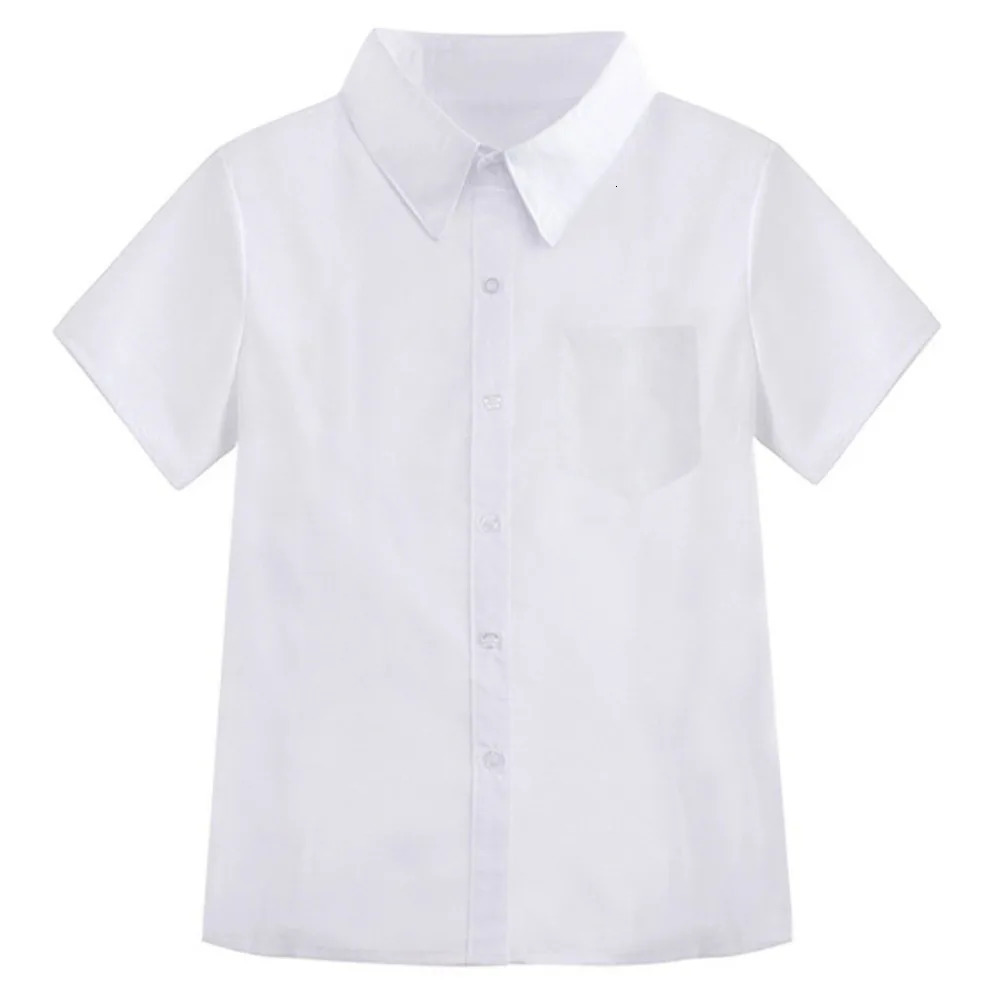 Casual Classic White Shirt Basic Preppy Style Loose Fit Simple Short Sleeve Blouse High School Students 260515BANJIA