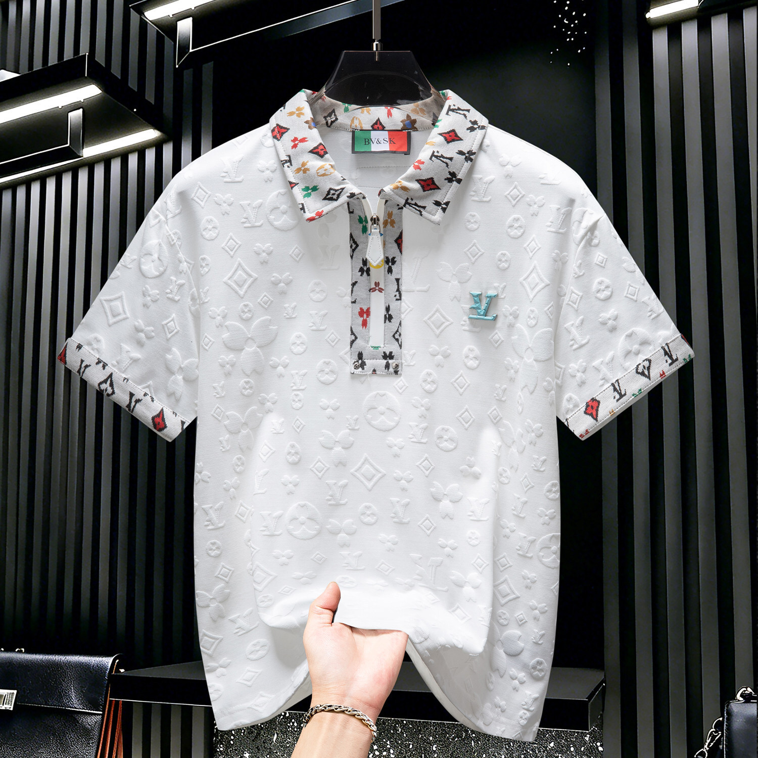Luxury Brand Designer 2026 Summer Jacquard Half-Zip Polo Shirt Colorful Trim Embroidered Breathable Casual Short Sleeve Streetwear Business Daily