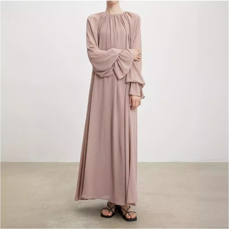 (1865) New Chiffon Pleated Dress Robe Women Clothing-image-1107355060