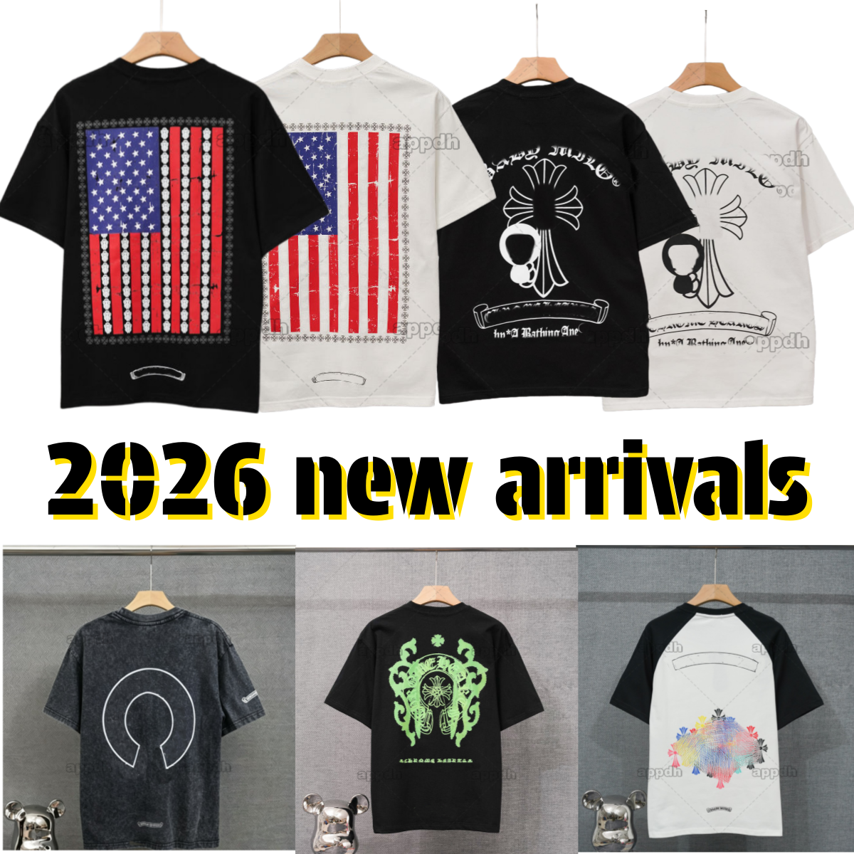 chrome t shirts Designer shirt Men T Shirts Loose Oversize Tees Apparel Fashion Tops Mans Casual Chest Letter Shirt Luxury Street Shorts Sleeve Clot