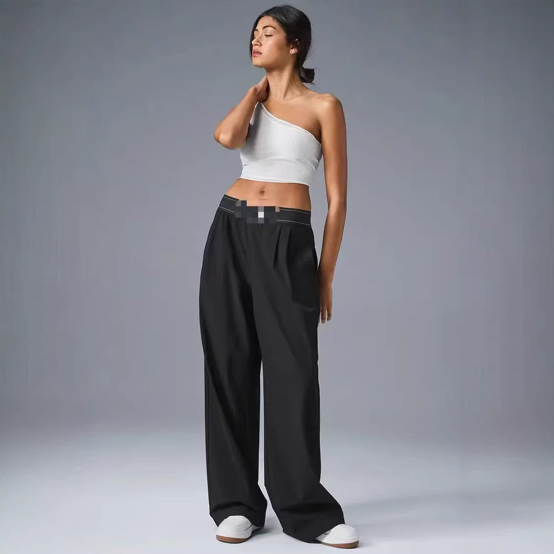Pantalon de sport de yoga droit et décontracté, ample, jambes larges, taille élastique, polyvalent, à séchage rapide, nouveaux modèles de printem