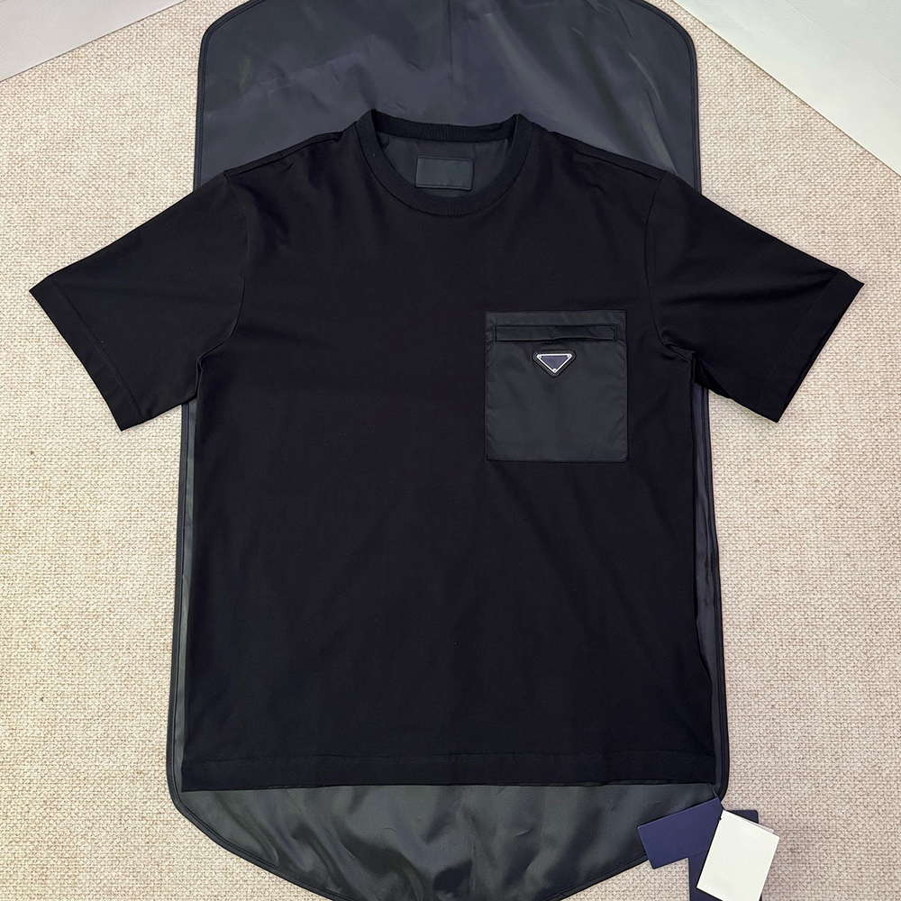 Designer brand high-quality men's T-shirt polo shirt classic triangle pocket men's T-shirt simple fashion versatile men's short sleev