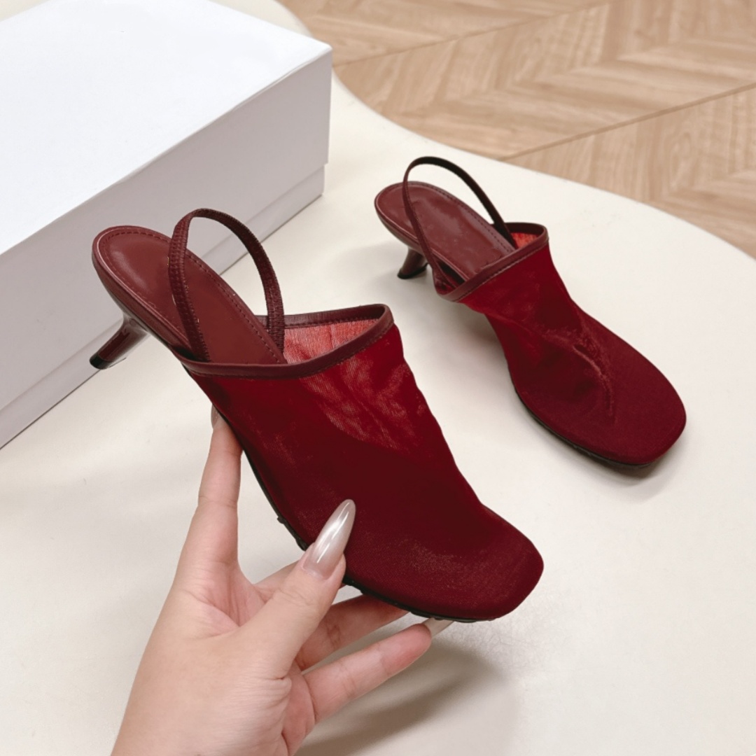 Lady mesh thong Sandal High heel Designer Woman Beach Stiletto kitten Heel Luxury Casual slipper Spring Scuffs elegant travel comfort outdoor sport