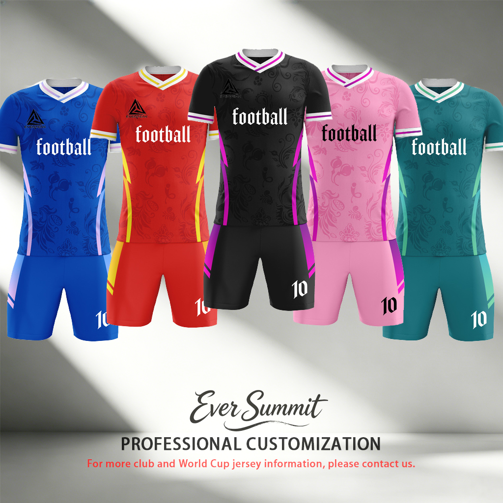 Ensemble de maillot de football à col en V contrasté personnalisé pour hommes, uniforme de Football à séchage rapide avec short, nom d'équipe per