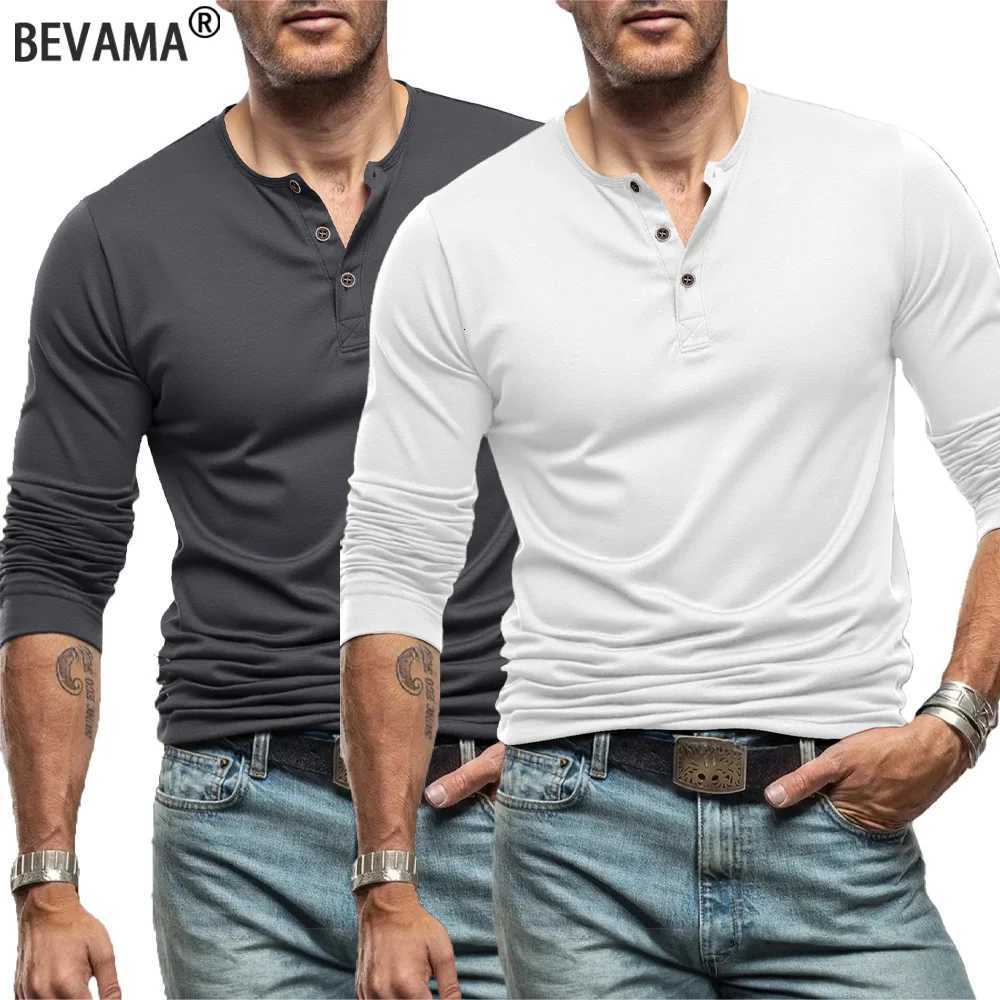 Mens T Shirt Long Sleeve Tops Street Tees Henley Neck Button Sports T-Shirt Solid Color Casual Slim Fit Tee Fitness Cozy Top M260523