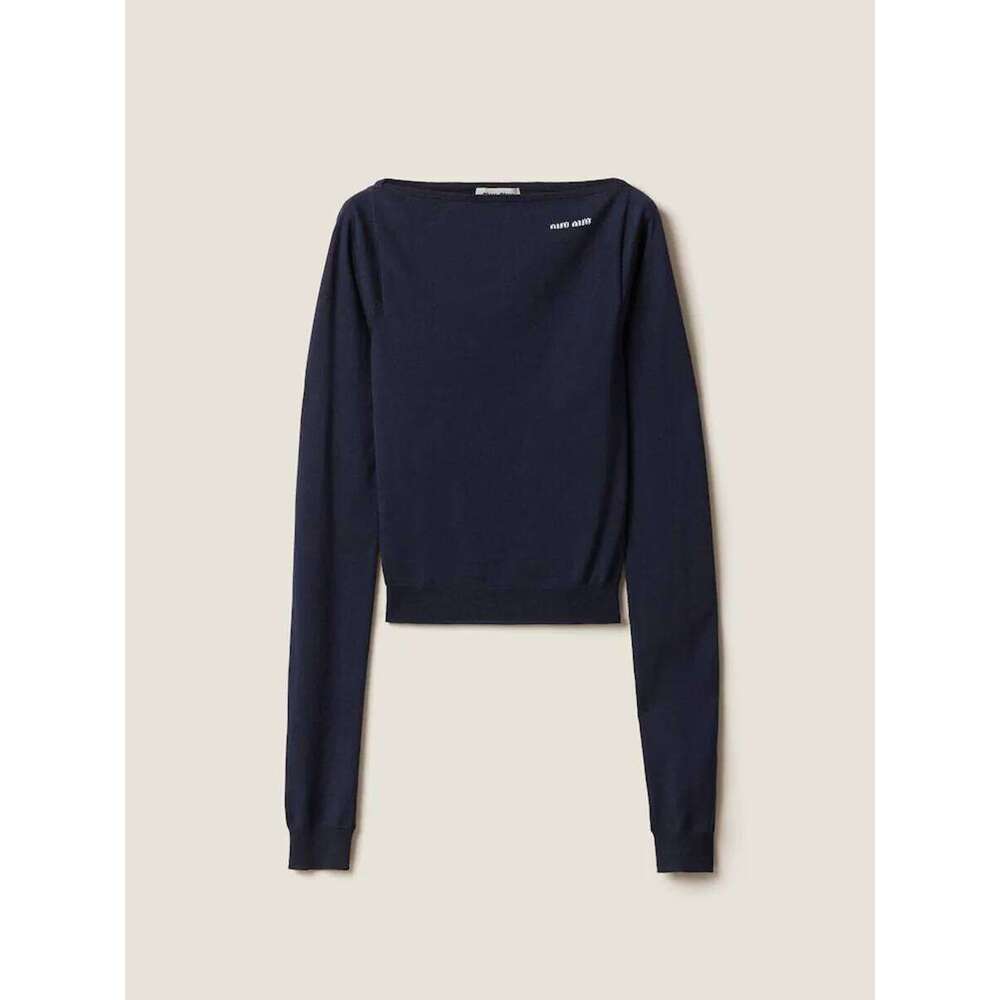Early Spring New Arrival Slim Fit Round Neck Wool Off The Shoulder Long Sleeve Sweater For Women