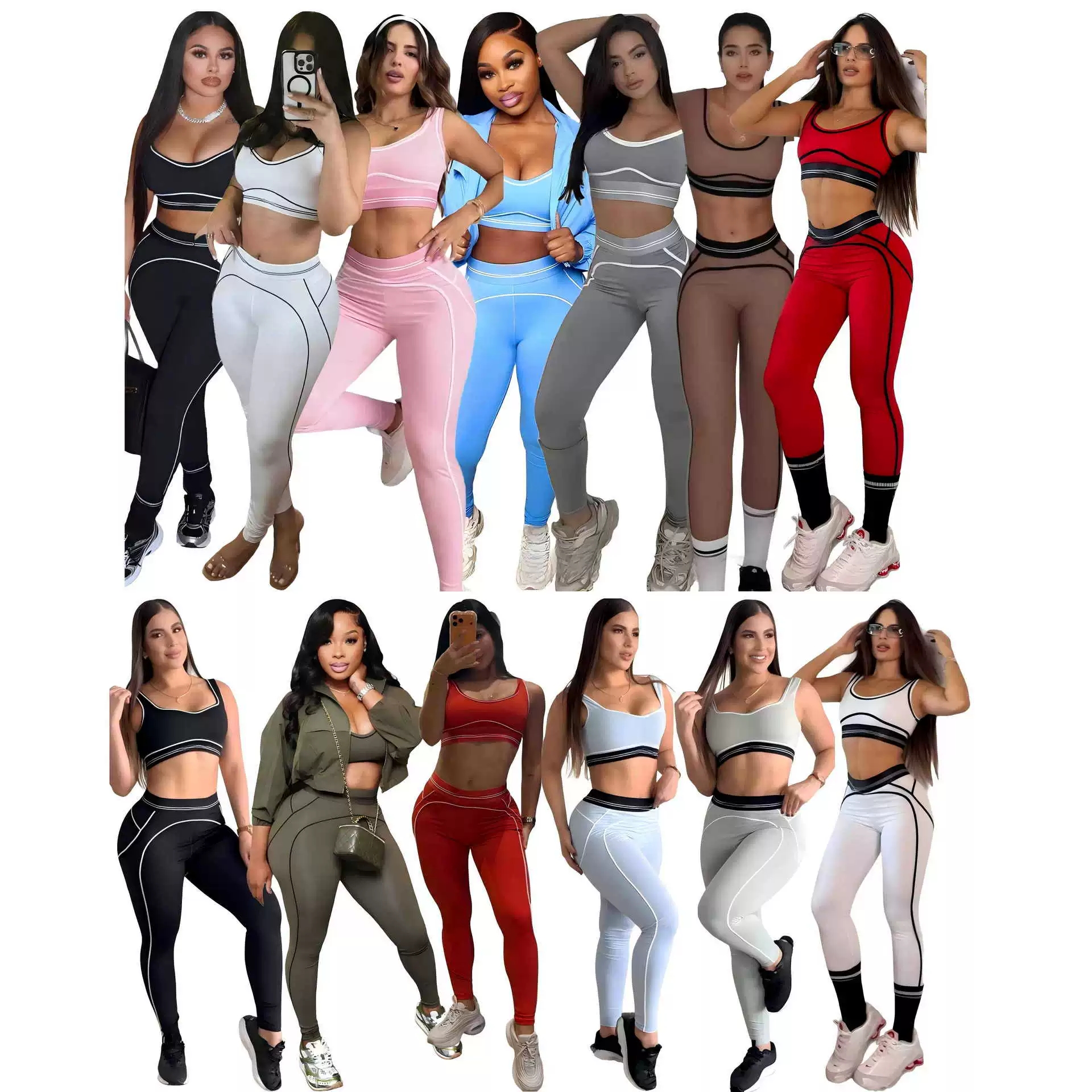 Designer Yoga Set Sports Tank Top Sweatpants Set Heart Throb Bra + Leggings Yoga Sets Gym Short Sports Outfit Pants Shaping Waist Fitness Jogging-image-1054213068