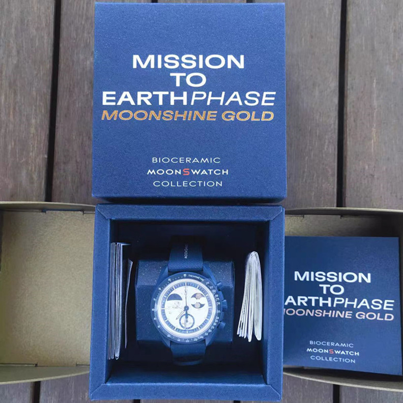 New Bioceramic Watch Quartz Movement Watch Men's Watch Blue Moon Nylon Luxury Watch White Dial Limited Edition watch2027