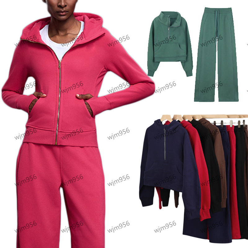 Yoga sweat à capuche zippé complet exercice pantalon large sweat-shirt ensembles d'entraînement femmes leggings évasés vêtements de sport quart d