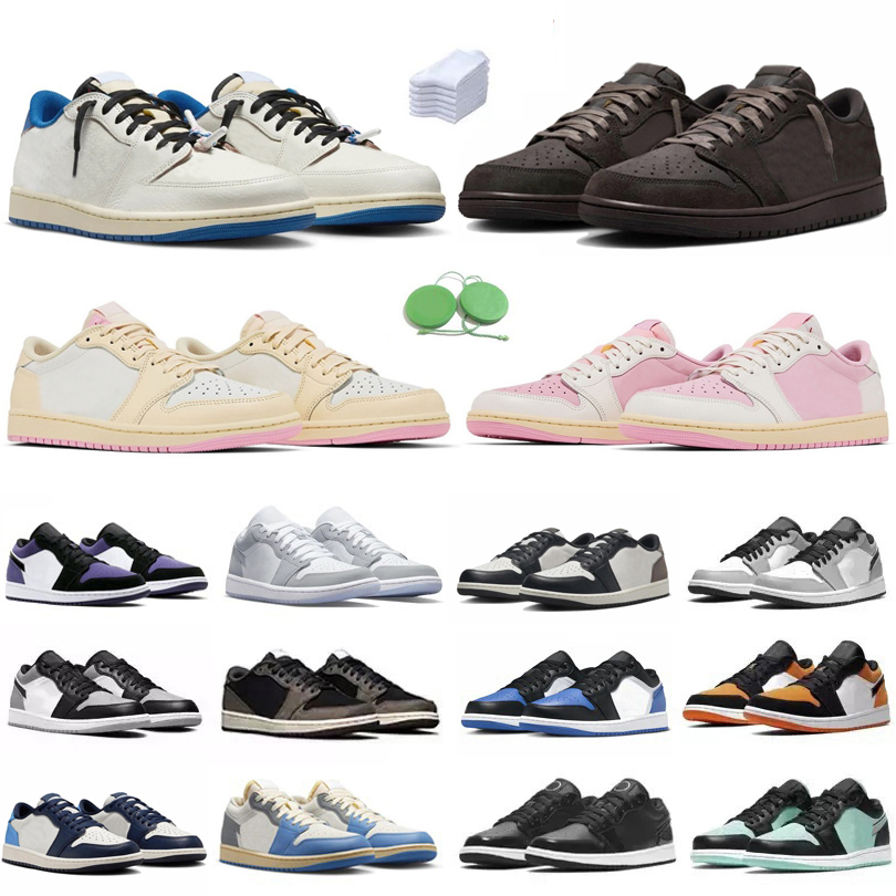 Basketball Shoes Men Women Low Sneaker Shy Tropical Pink Olive Reverse Dark Mocha Fragment Velvet Brown Shadow Bred Unc Grey Royal 1s Lady Traine