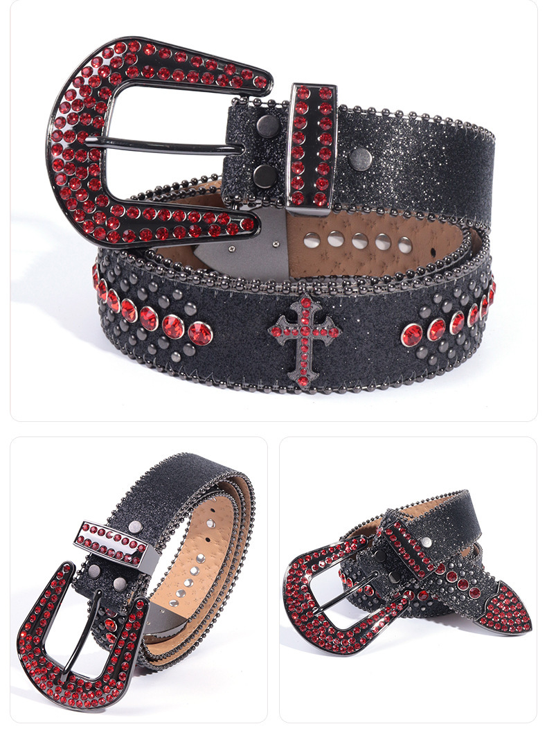 Strass-riem voor heren, tailleband van echt leer met gouden koperen kruisgesp en dierenpatroon - Mode-accessoire met gladde gesp voor dagelijkse out