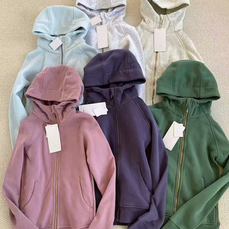 Women's Set Full Zip Hoodie Up Shaping Waist Jacket Designer Hoodie Funnel Neck Long-Sleeve Thumb Hole Hooded Sweatshirt Womens Half Zip Thick