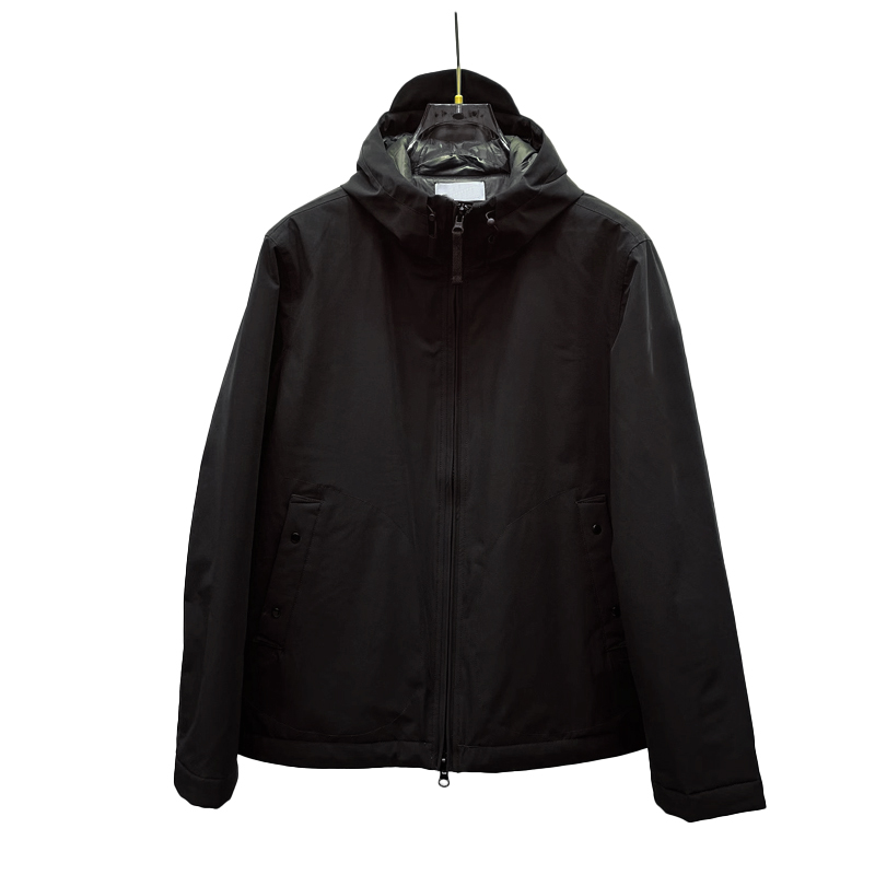 25FW Men's Thicken Soft Shell Jacket Water Resistant Hooded Windbreaker With Compass Patch For Fall Winter Outdoor & Daily Wear Black Sky Blue