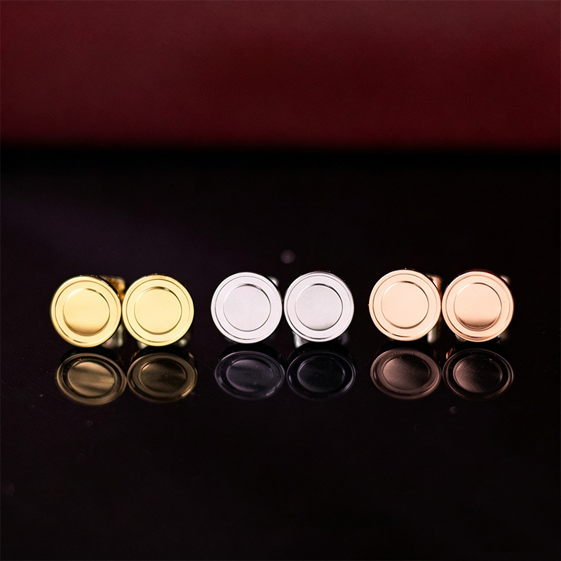 Mini Flat Stud Earring Love Earring Designer cubic zirconia Creates 18K Gold Earrings Classic Round Cake Design Gift Box Packaging Luxury Jewelry Ge