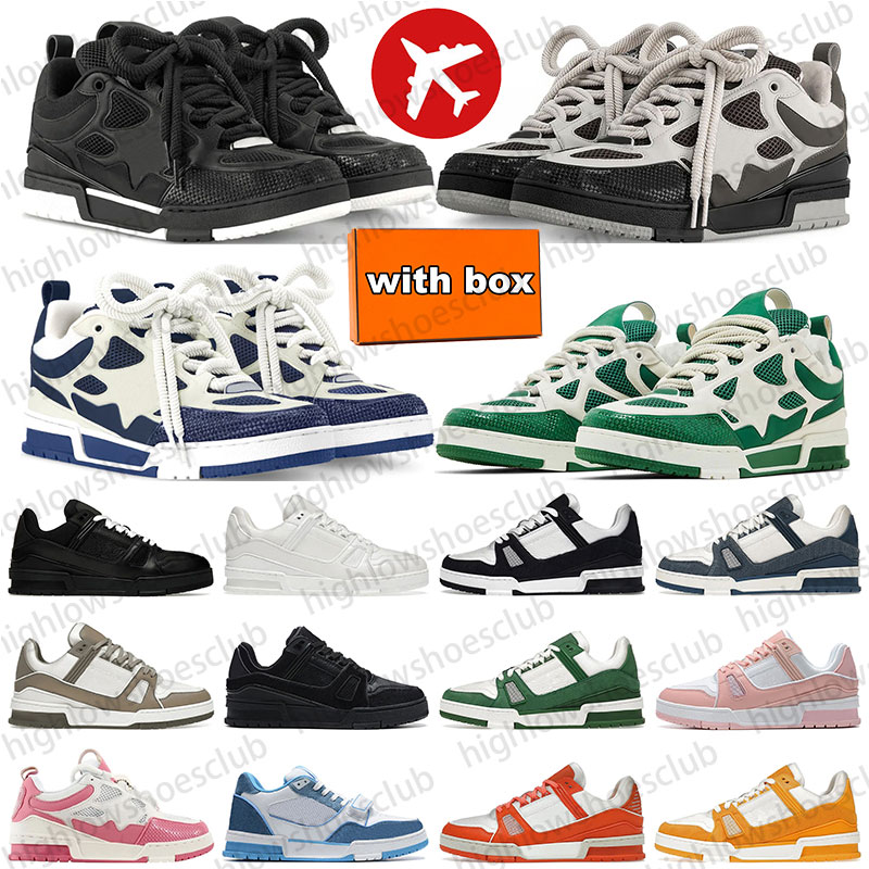 With Box skate designer casual shoes for men women luxury stylish sneakers mens trainers Embossed Leather athletic sports outdoor shoe