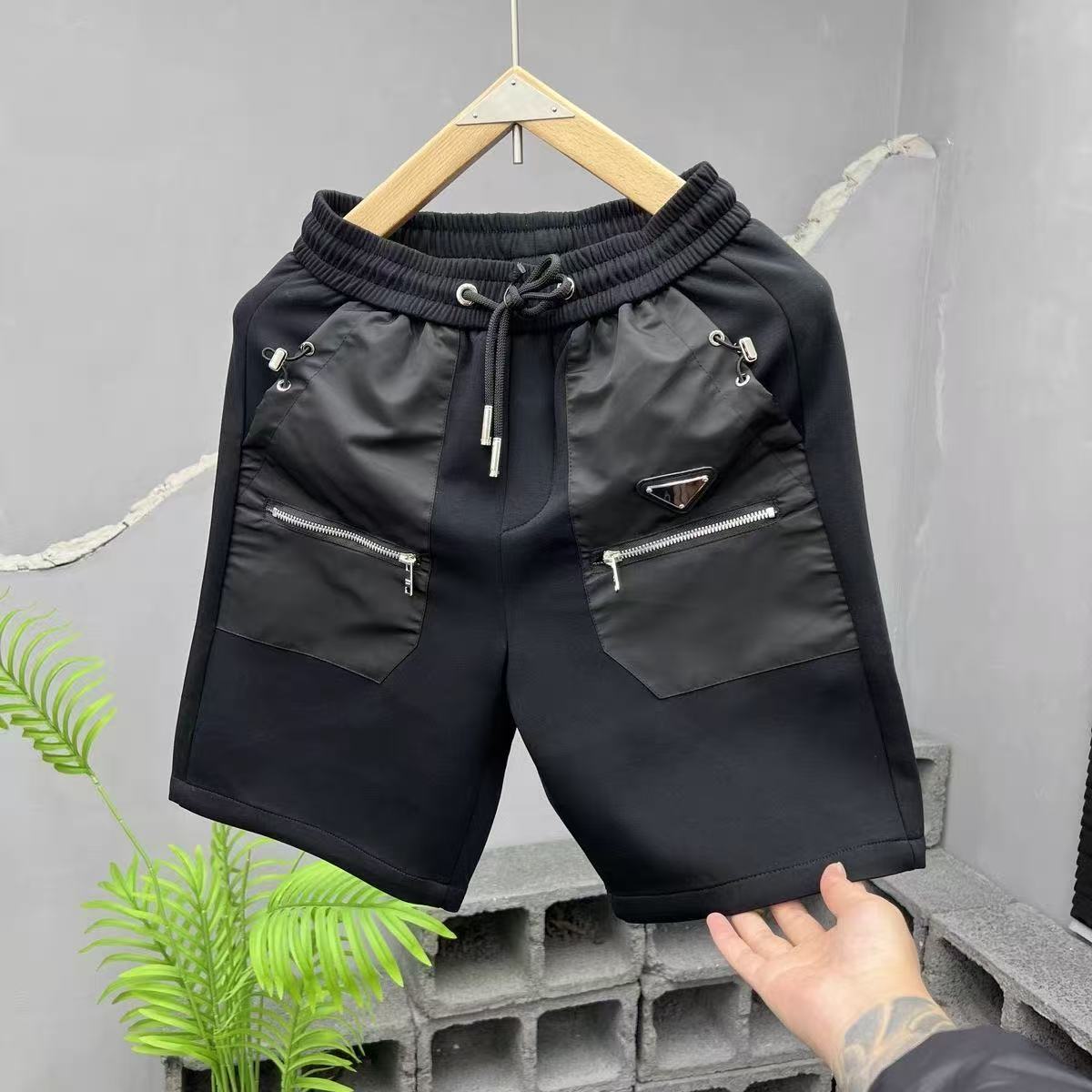 Men's Shorts Casual five-pocket pants versatile with triangular pockets loose fit summer trendy brand new zipper work pants shorts for men