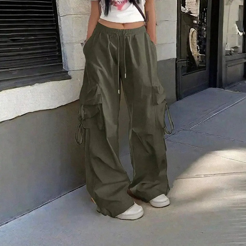 Oversized Pocket Street Pant Black Vintage High Waist Womens Pants Fashion Retro Casual Streetwear Loose Jogger Trousers 260525BJ 46