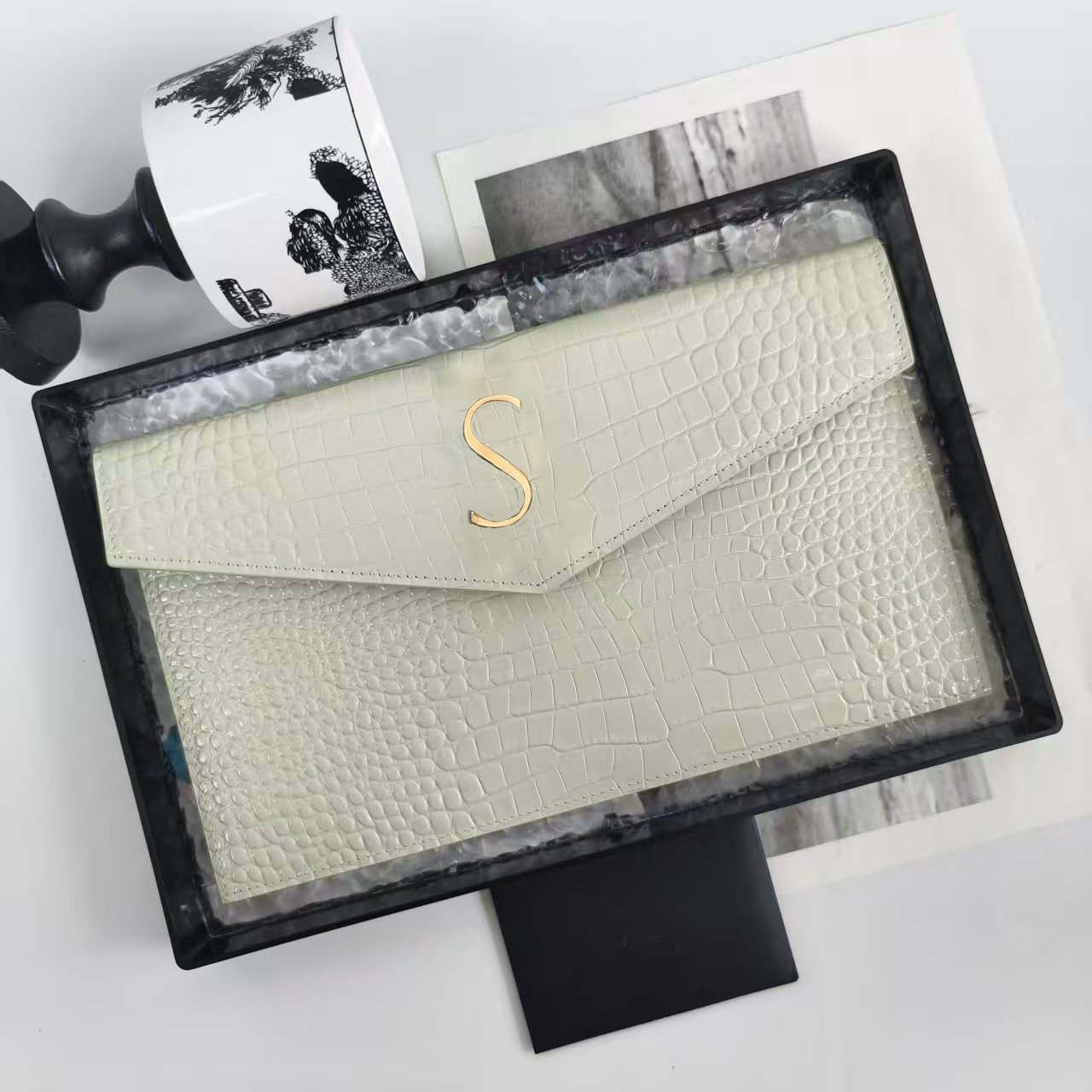 Luxury Designer bag for Womens handbags Caviar leather UPTOWN Clutch bag 10A quality crocodile envelope bag Wallets fashion crossbody Shoulder Bag l