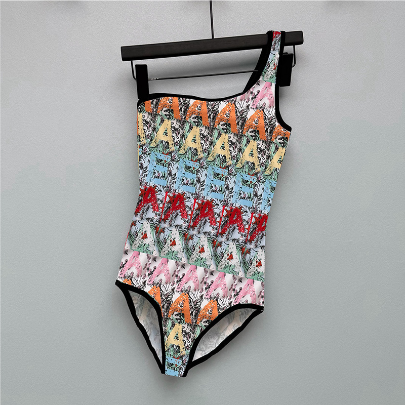 Graffiti lettre unique épaule maillot de bain Bikini concepteur maillot de bain Monokini luxe vacances plage plongée maillots de bain