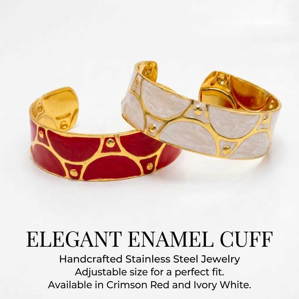 Solid Hard Bangles JP One Gold Color Adjustable Enamel Bangle Stainless women Steel Bohemian Style Bracelet For Women Fashion Jewelry Gift Rigid