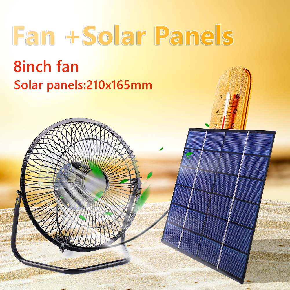 7W 6V 8 inch USB Solar Exhaust Fan Air Extractor for Office Outdoor Dog Chicken House Greenhouse Power Bank Mini Solar Panel