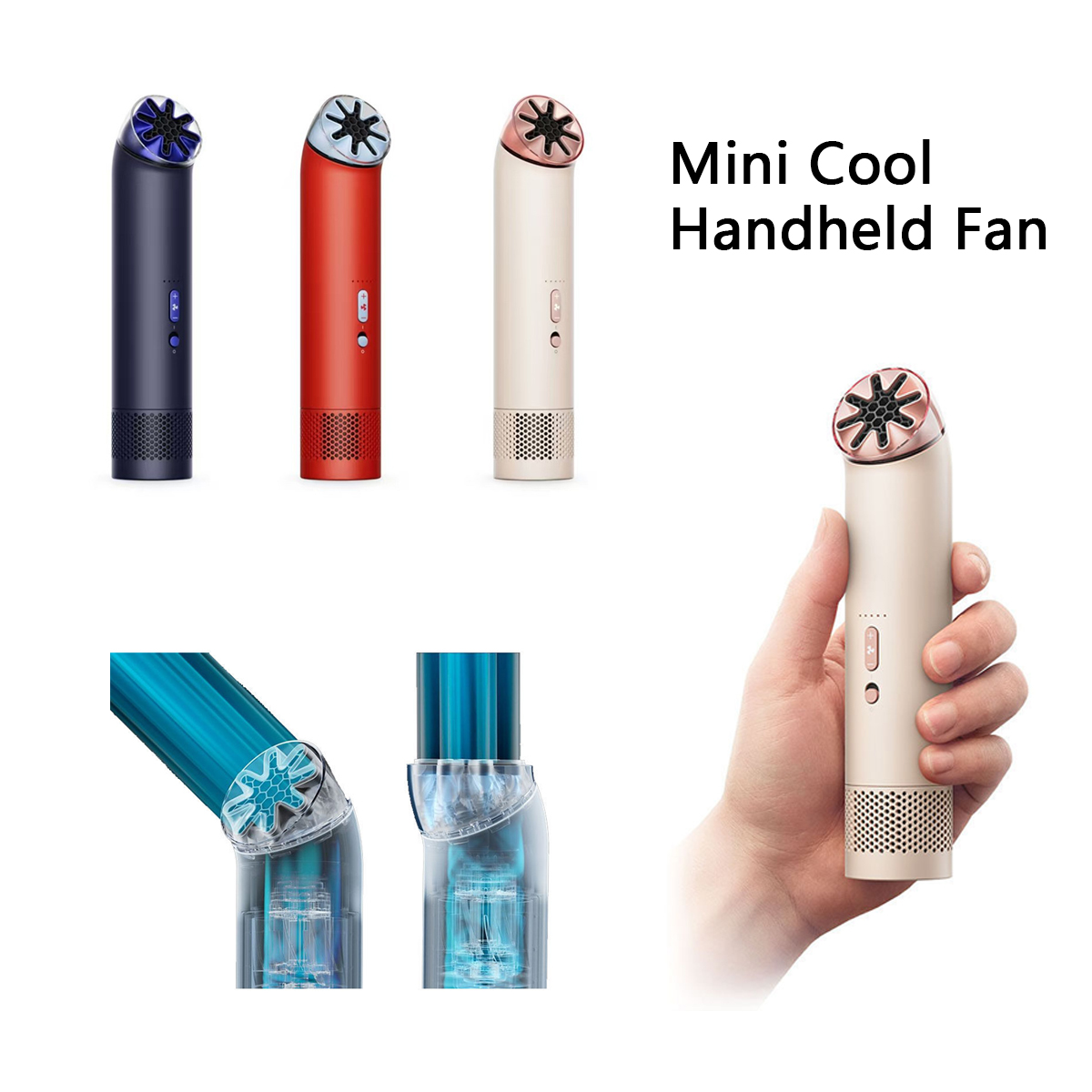Mini Cool 3 in 1 Handheld Fan 5-Speed Quiet Bladeless Portable Rechargeable Fan with 6H Battery Life for Travel Outdoor Home