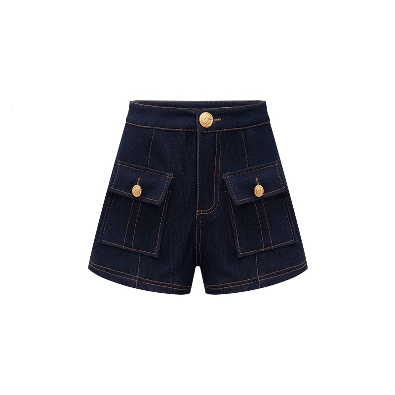 American dark blue high waist denim shorts suit Y2K womens 2026 spring and summer fashion hiphop goth casual slim y260515BANJIA