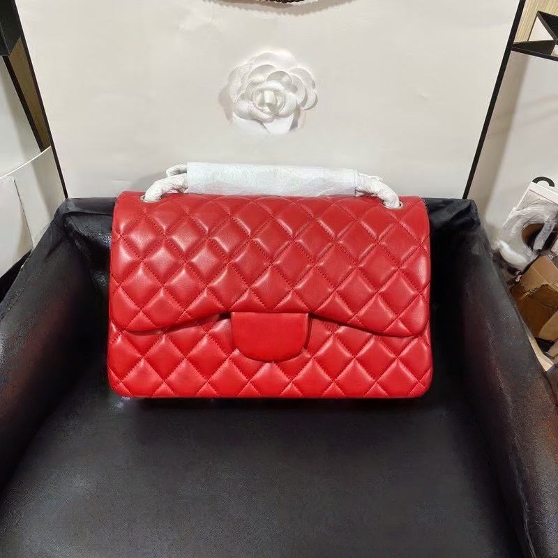 10A luxury designer bag classic flap bag 25cm 30cm Red Sheepskin button diamond pattern Hardware Shoulder Strap Gift box with free shipping designer