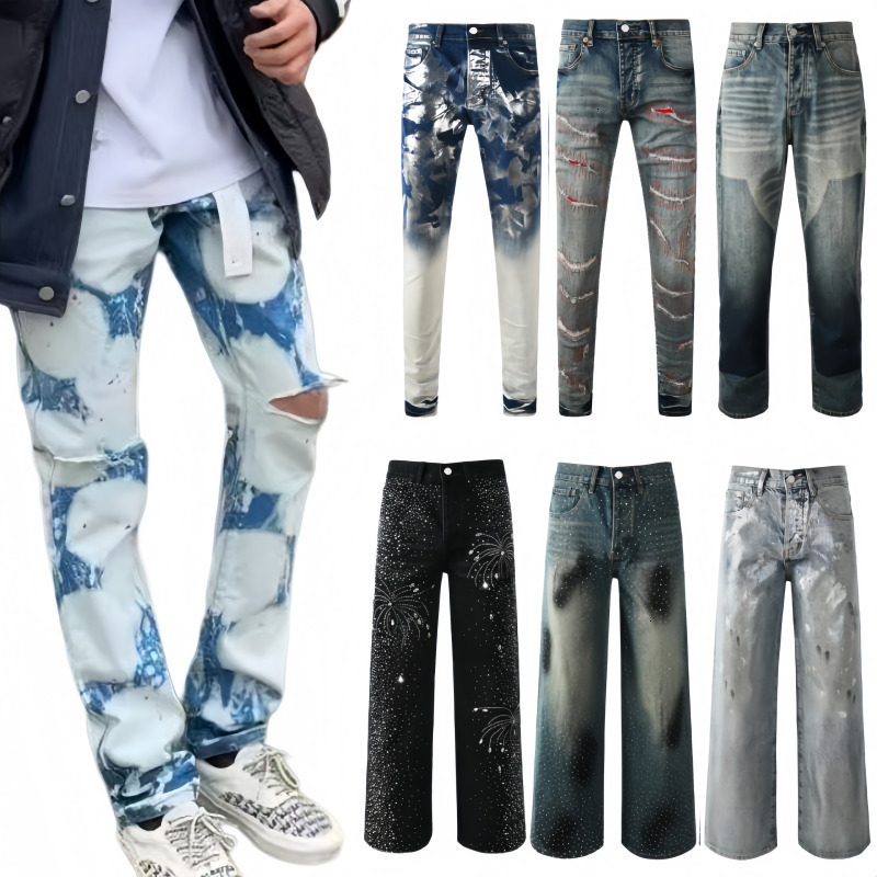 Purple Jeans For Men Jeans European Hip Hop Jean Hombre Womens Washed Pants Trousers Biker Embroidery Ripped For Trend Cotton Fashion Jeans Men C-image-1107510864