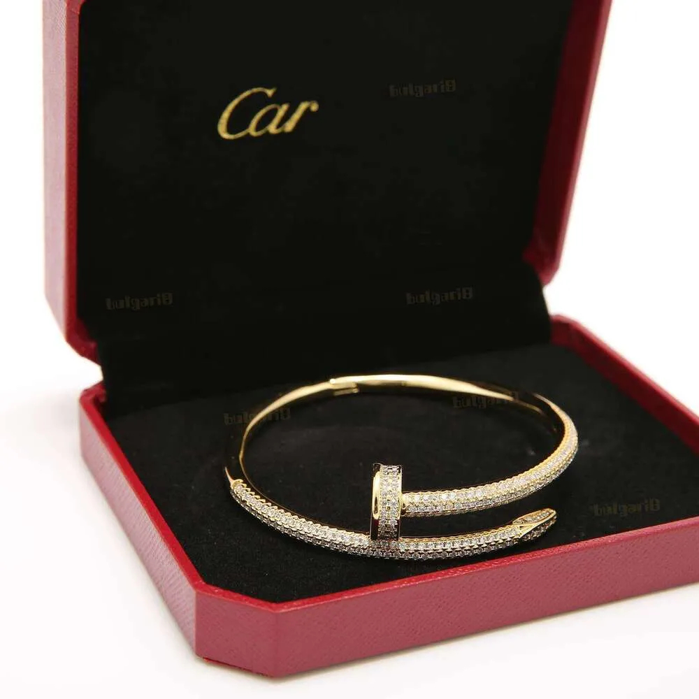 Elegant 18K Gold Plated Designer Nail Bracelet for Ladies - Luxurious Bangle with Velvet Gift Box-image-1107603332