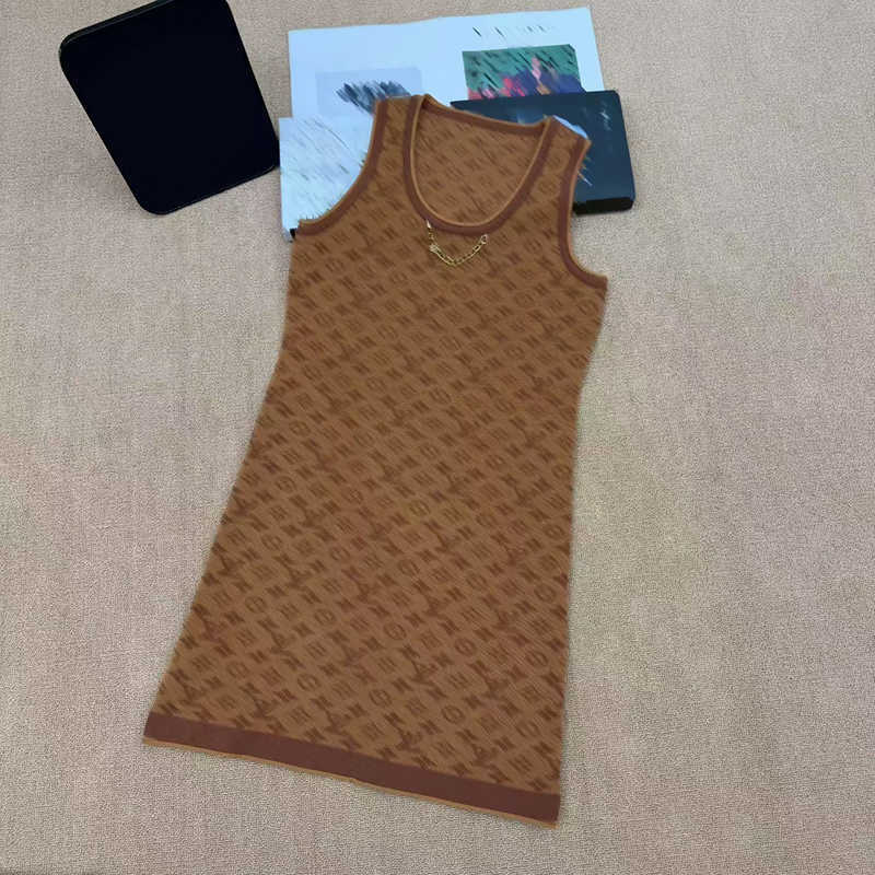 Sleeveless designer dress women Letter Jacquard Knit Bodycon Vest Dress Luxury Slim Fit High Elasticity Evening Parties Dresses