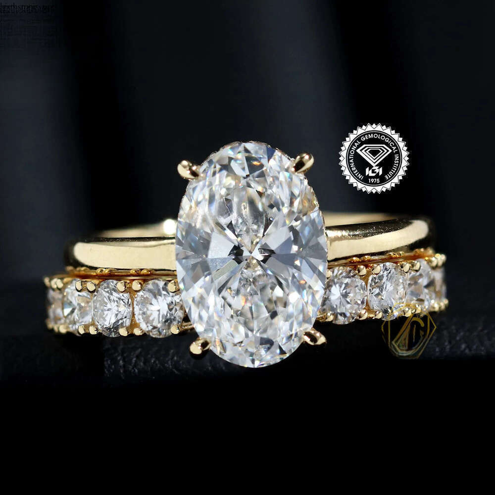 Certified Solid GIA IGI 14k 18k Gold Customizable Lab Grown Diamond Set vvs1ct-5ct for Men Women CVD HPHT Engagement Ring ca