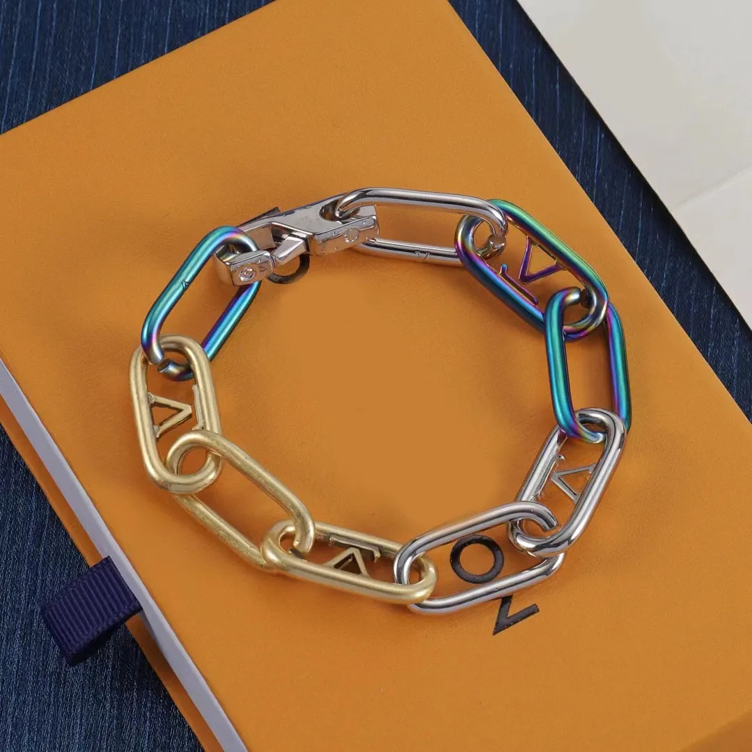 Titanium gold plated 3 color Cuban chain bracelet minimalist designer bracelet for women and men's Valentine's day lovers bracelet gift-image-1107612150