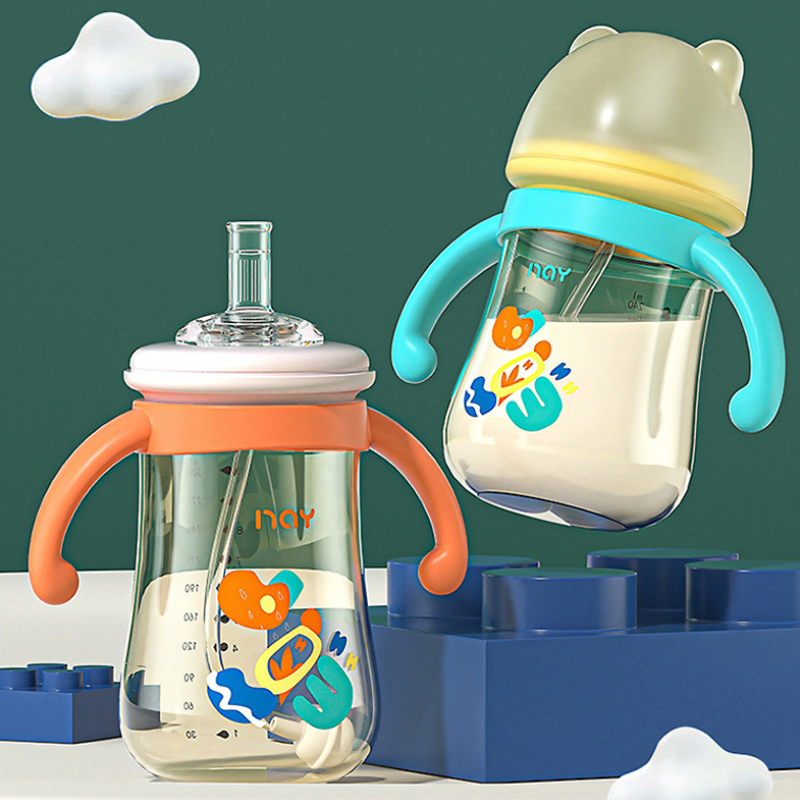 Anti-flatulence bottle/children's straw cup/newborn baby bottle/infant learning drinking cup/240/300ML Three uses for one bottle-image-1107561907