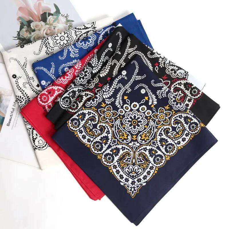 2026 New High Quality Hip Hop 100% Cotton Bandana Square Scarf Black Paisley Riding Headband Printed Gifts For Women/Men/Boys/Girls W260525 Free Shi