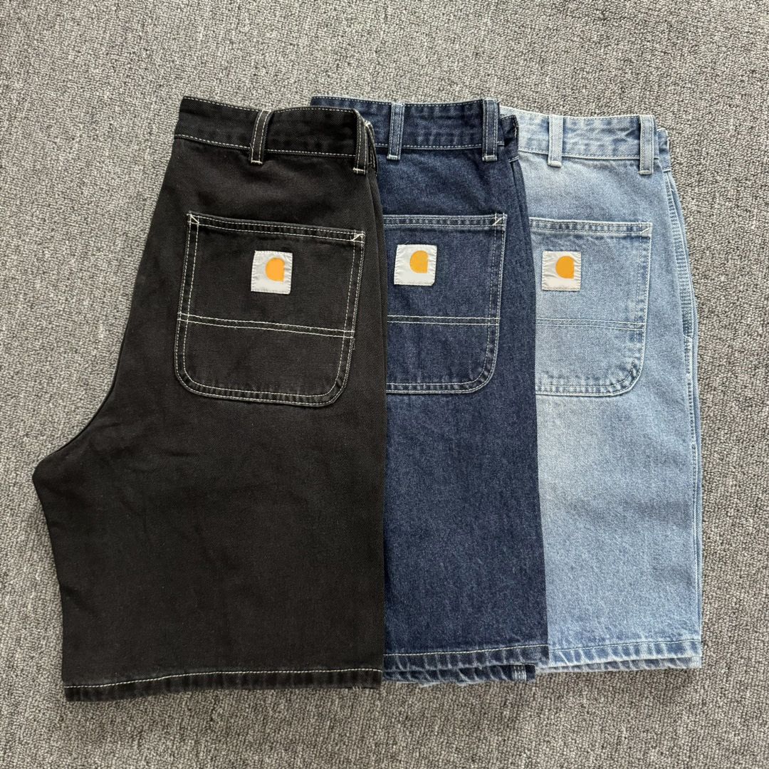 Men's Patchwork Denim Shorts, High Street Designer Jeans Shorts, Color Contrast Leg Print Wornout Casual Summer Shorts